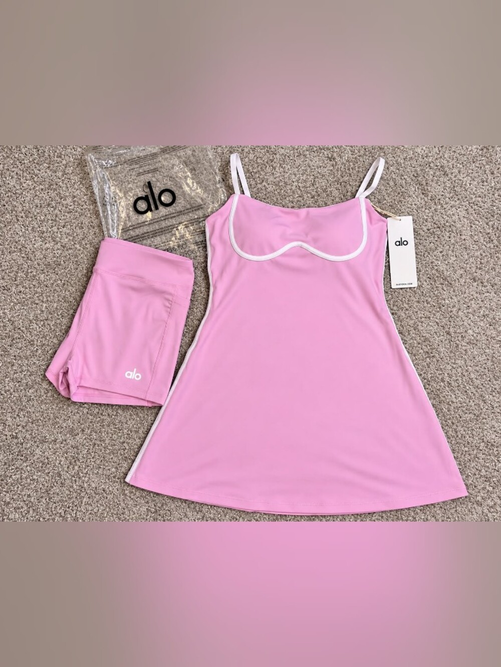 Alo Yoga Pink Tennis Dress & Matching Shorts Set Size S